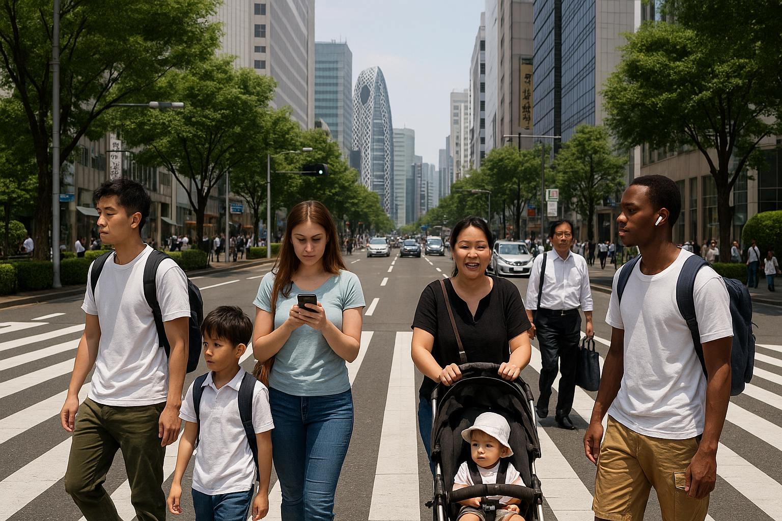 現代の街角でスマートフォンを使う人々