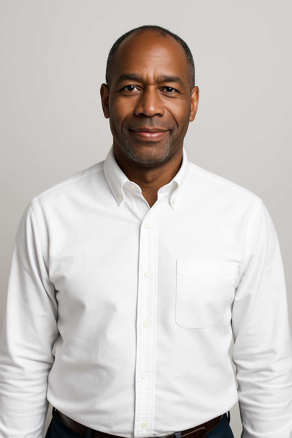 ボタンダウンの白いオックスフォードシャツ